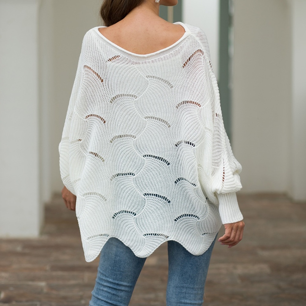 Cozy Oversized Batwing Sleeve Sweater Top - Picture 7 of 13